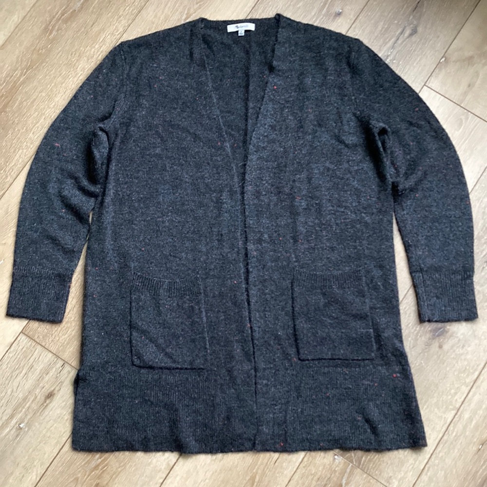 Madewell Gray Black Speckled Long Sleeve Open Wool Womens Size Medium Po…